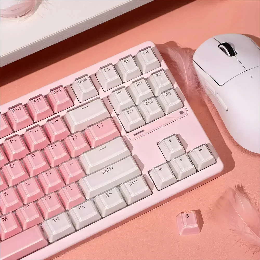 

Crystal Jelly OEM Keycap Set ABS 104 Keys Double Layer Translucent Pink for MX Switch 60/84/90/104/108 Mechanical Keyboards