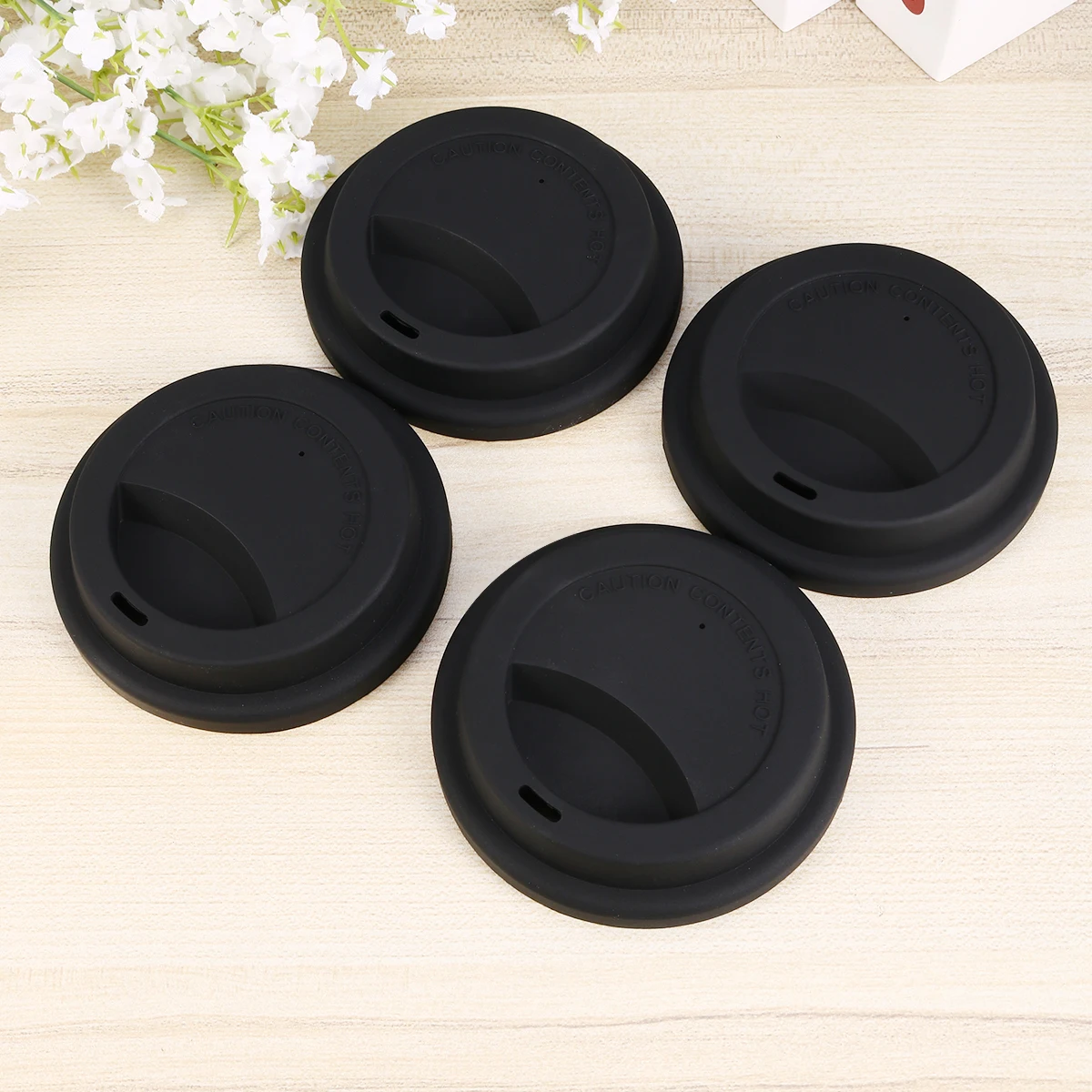 

4pcs Coffee Cup Lid Silicone Cover Mugs Drink Hole Air Intake Ceramic Glass Plastic Environmental Friendly Bright Color Dust