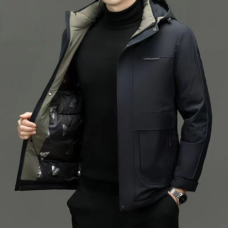 

2025 New Winter Parka Men's Classic Fashion Outwear Hat Parkas New Winter Jacket Male Men Warm Waterproof Parkas Jacket Coat