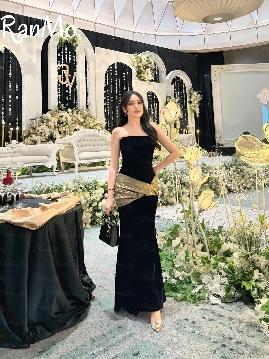 Ranmo New Evening Dresses 2025 Blet Formal Party Dresses Sleeveless Mermaid Prom Dress شارون سعيد فساتين سهره