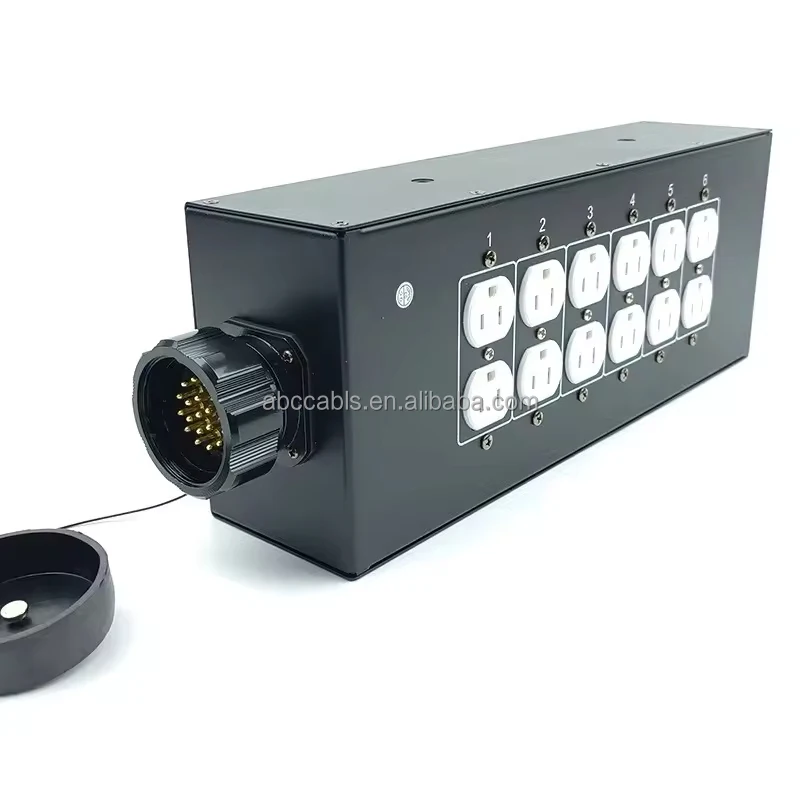 ABCCABLS Socapex 19Pin Power Breakout Box 6CH NEMA 5-15R Stage Power Distro for Stage Lighting & Live Audio