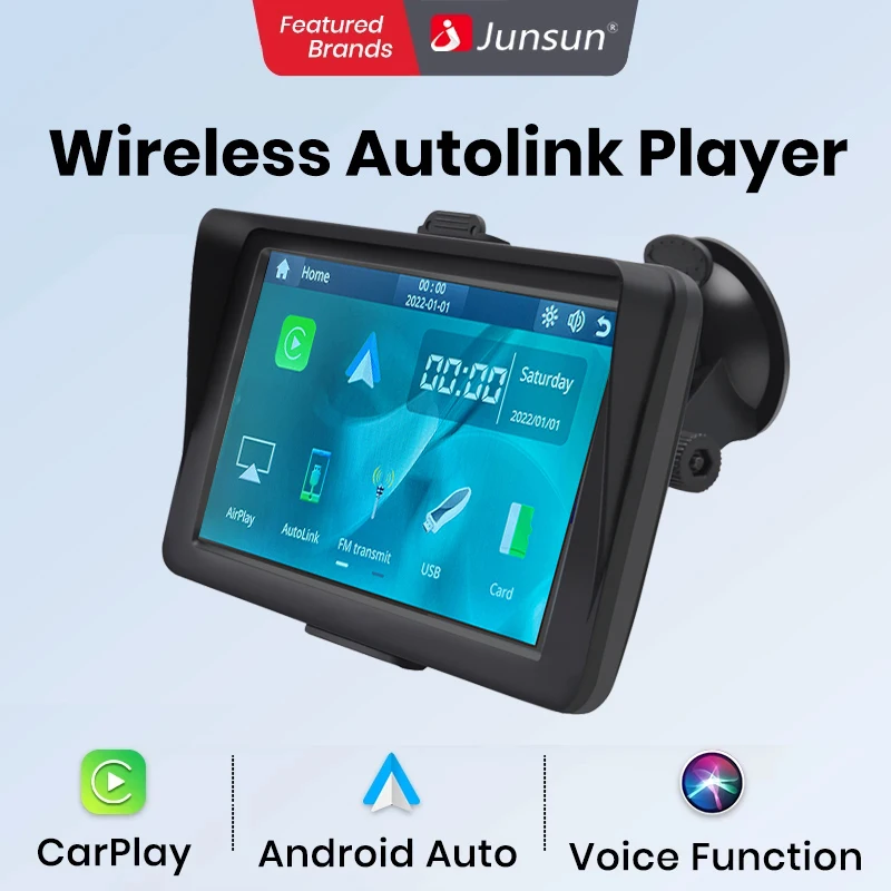 Junsun 7 Inch Touch Screen Car Portable Tablet Wireless CarPlay Android Radio Bluetooth Navigation Car Multimedia Player GPS