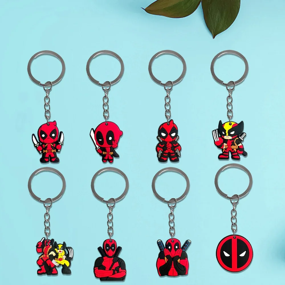 New PVC Keychains Disney Deadpool and Wolverine Key Chains for Car Keys Cute Keyring Man Women Keychains Crafts Kids Party Gift