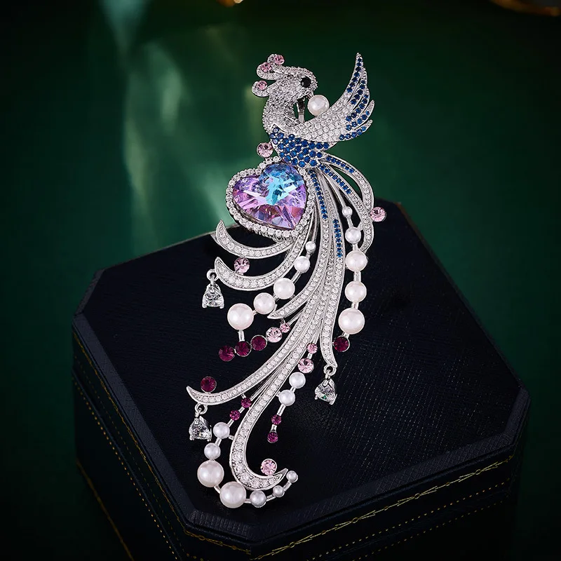 

National Style Heavy Industry Luxurious Phoenix Brooch High-end Fashion Exquisite Brooch Design Pearl Accessories