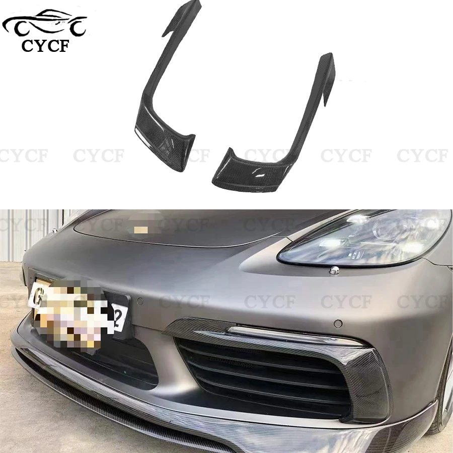 For Porsche 718 982 Cayman Boxster carbon fiber Wind knife front bumper blade fog lamp tuyere Splitter Surround Trim body kit