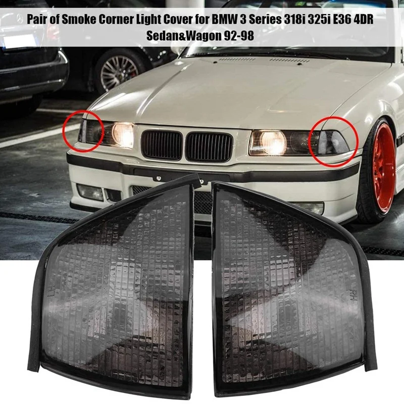 For-BMW E36 3-Series 1992-1998 4DR Sedan/Hatchback (318I 318Ti 323I 325I 328I) Euro Corner Lights Cover 63138353279