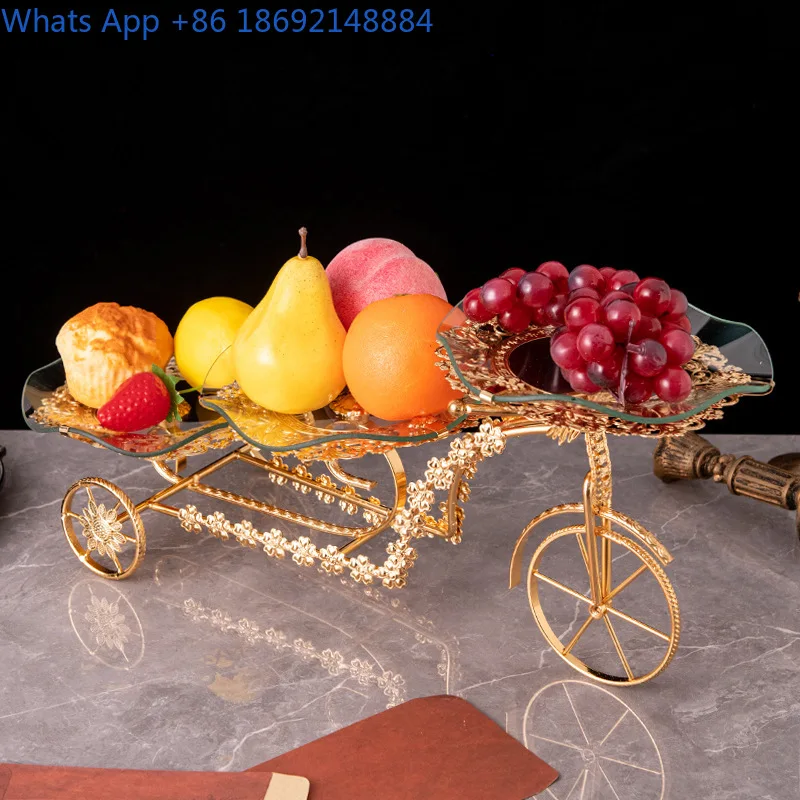 European Style Glass Fruit Plate Three-Layer Light Luxury Restaurant Hotel Wedding Candy Plate Snack Storage Plate
