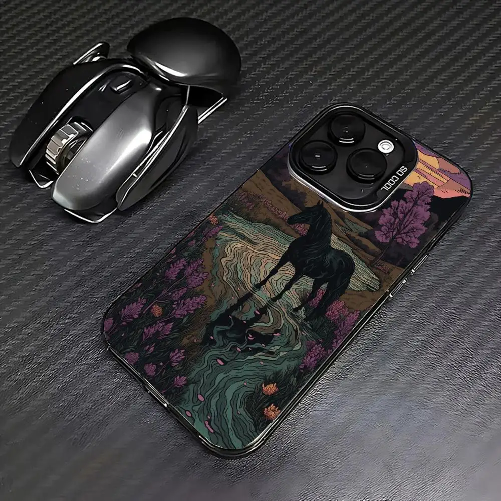 

Horse is in the river case for iPhone 16 15 14 13 12 11 Pro/ Max/Plus shock-proof rear cover anti-fingerprint