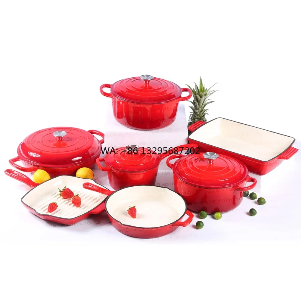 

High Quality Modern Design Cast Iron Enamel Cookware Set Dutch Oven Soup & Stock Pots Casserole