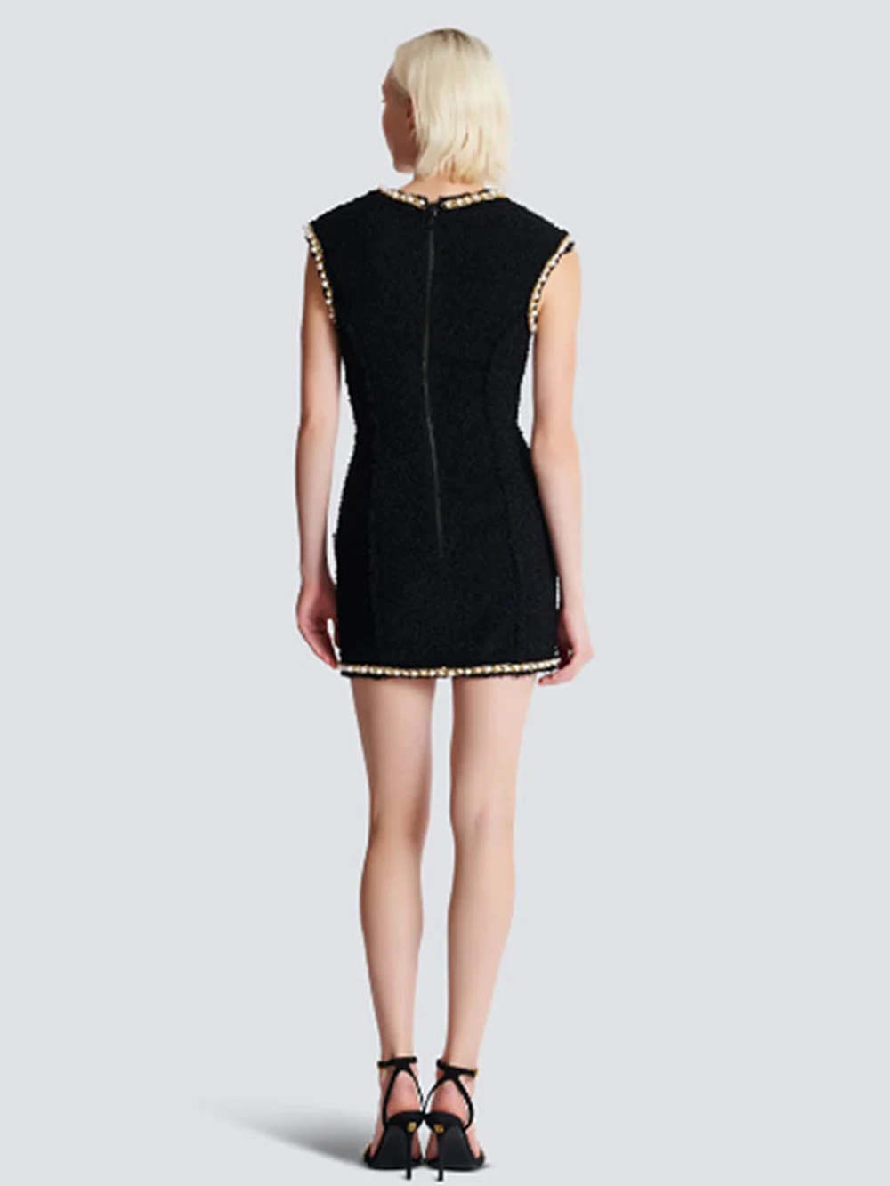 فساتين Modphy الفاخرة بسلسلة من اللؤلؤ قصيرة من التويد للنساء مزينة بصدر واحد بدون أكمام فساتين قصيرة ضيقة للحفلات المسائية النسائية