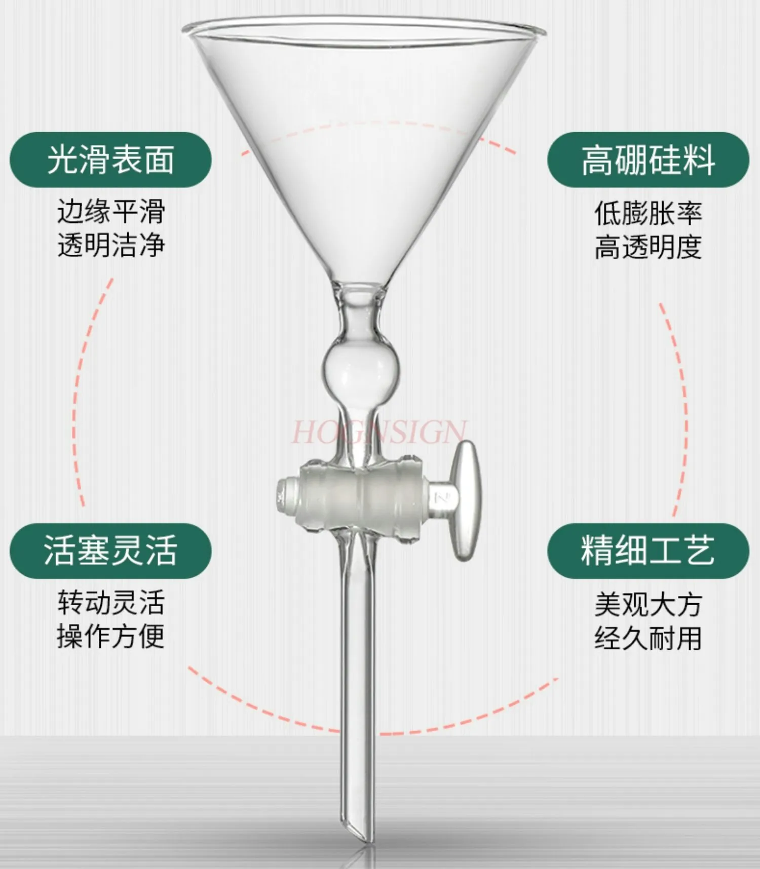 Fine sand separation funnel Glass PTFE piston thickened triangular fine sand separation funnel 100mm chemical