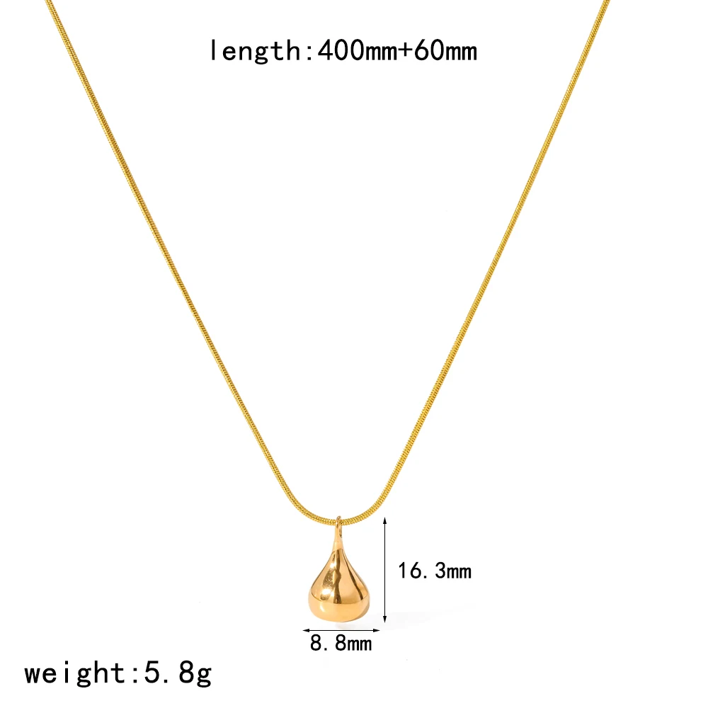 Minimalistische Damen-Halskette mit Tropfenanhänger aus Edelstahl, 18K vergoldet, wasserdicht, alltägliches Schmuckzubehör – Detail 8