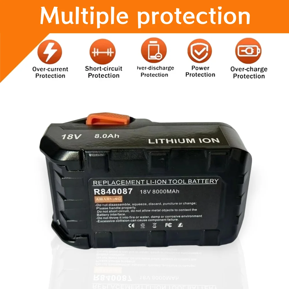 18V 8000mAh For AEG Ritchie RIDGID Rechargeable Lithium-ion Battery Suitable for Power Tool Battery Replacement