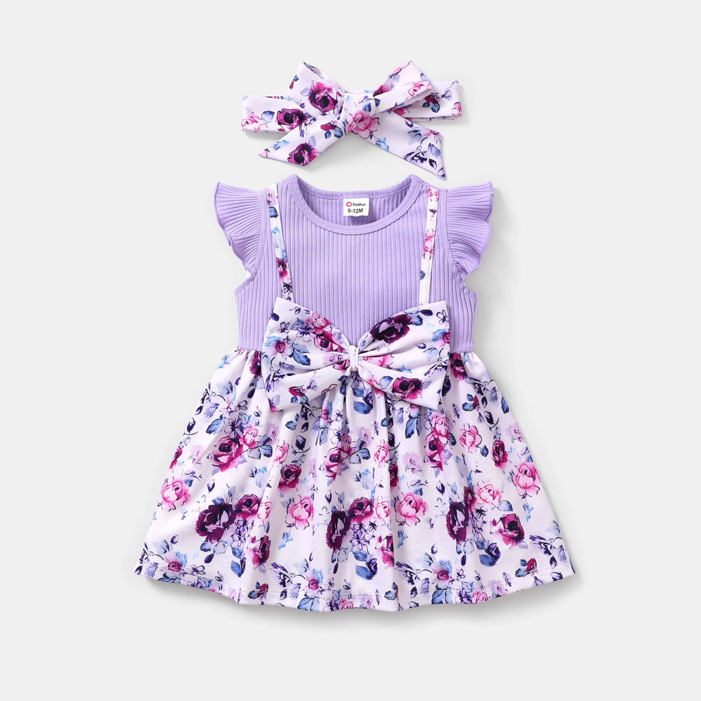 

PatPat Baby Girl Sweet Faux two Floral Dress with Headband