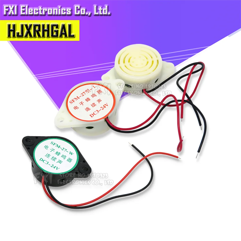 1PCS Alarm High-decibel 3-24V 12V Electronic Buzzer Beep Alarm Intermittent Continuous Beep for Arduino SFM-27 White Black