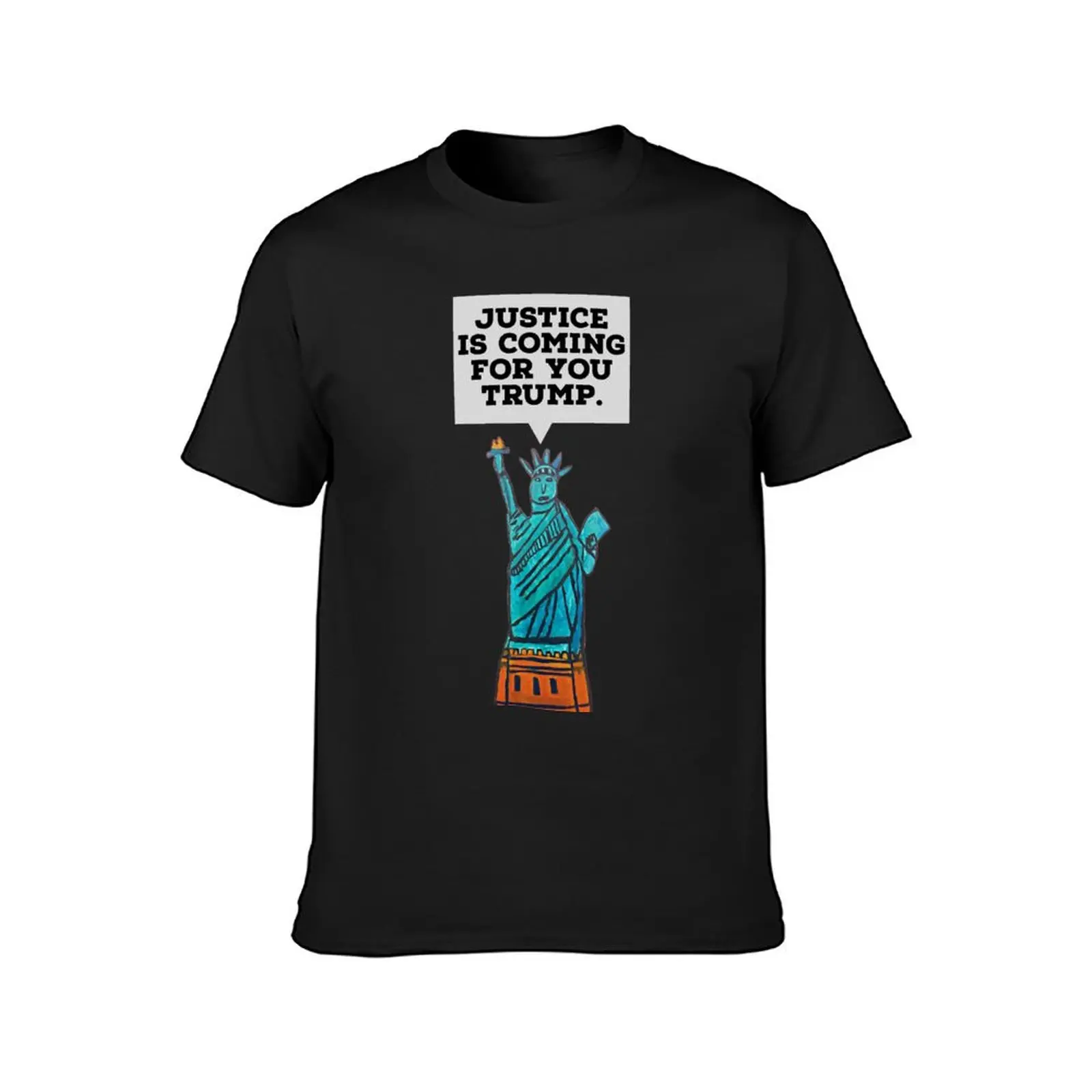 Justice is coming Statue of Liberty design T-Shirt summer tops graphics plus size tops black t-shirts for men