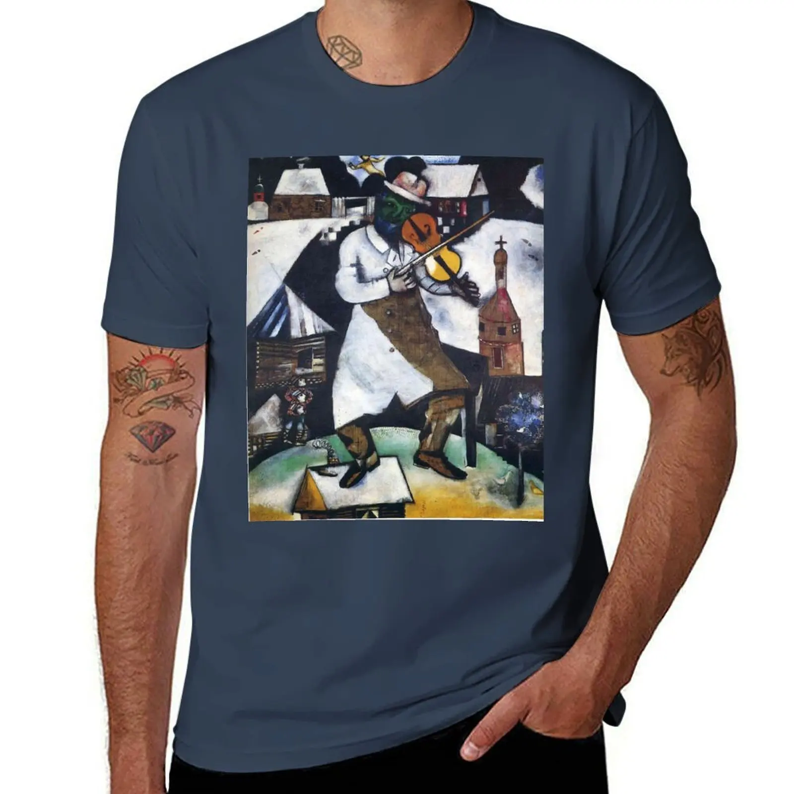 

The fiddler by Marc Chagall (1913) T-Shirt Light Athletic Short Sleeve Tee Shirt
