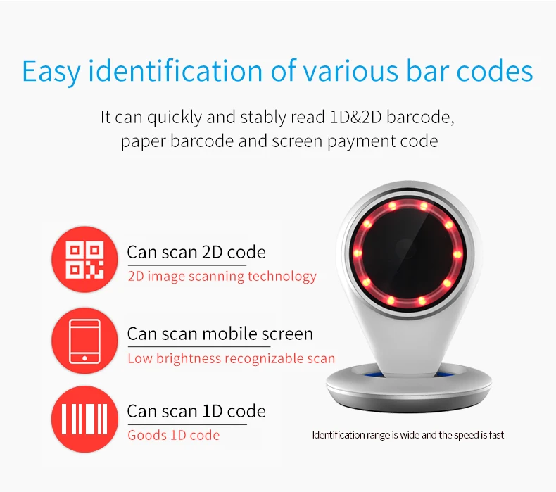 Imagem -04 - Barcode Scanner Desktop para Loja Alta Velocidade 1d Plataforma de Apresentação 2d Automático Omni Usb Rs232 Mp6500y Custo-benefício Novo