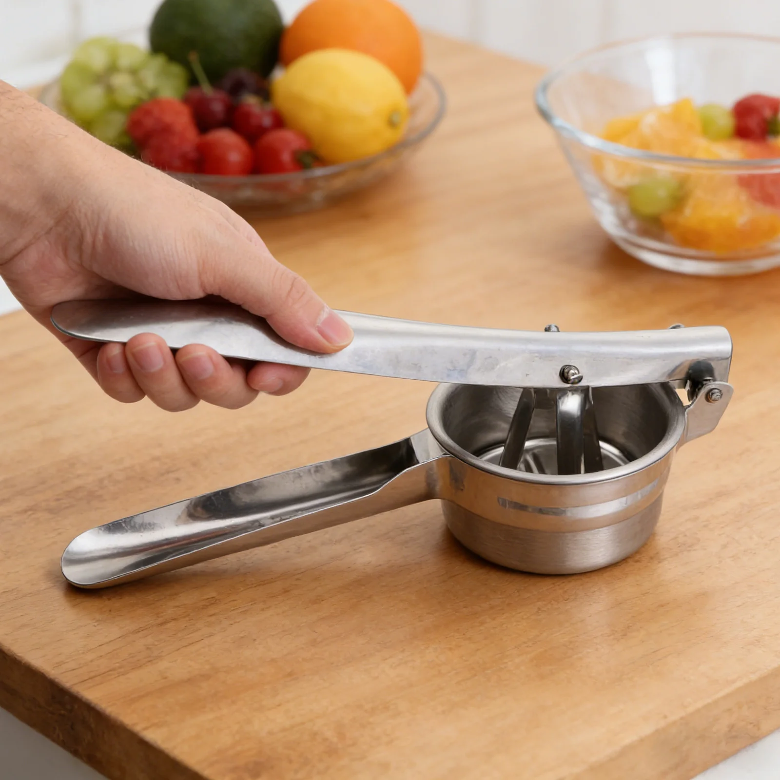 

Heavy Duty Stainless Steel Manual Juicer Ergonomic Handle Hand Press for Citrus Fruits Efficient Juice Extraction Kitchen