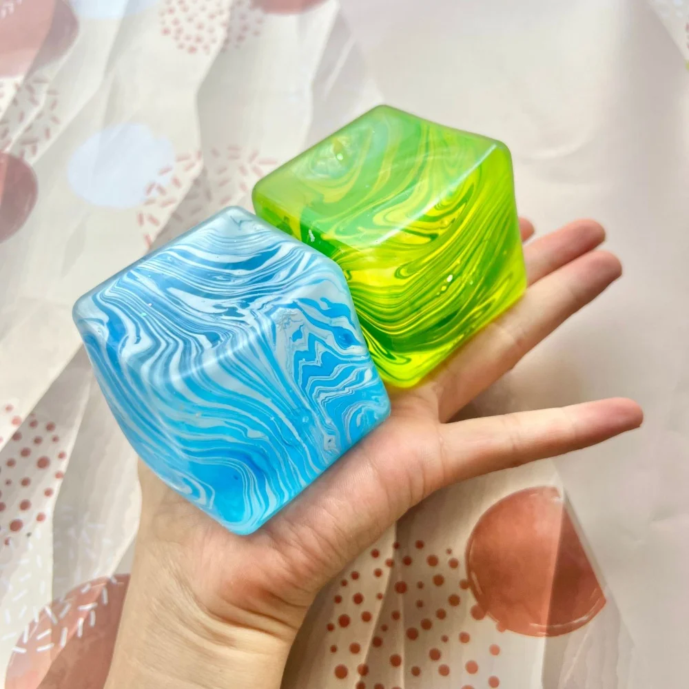 Stress Cube Swirl Sensory Fidget Toys for Anxiety Stress Relief, Slow Rising Squeeze Toys Ice Cube Stress Balls for Adults Kids
