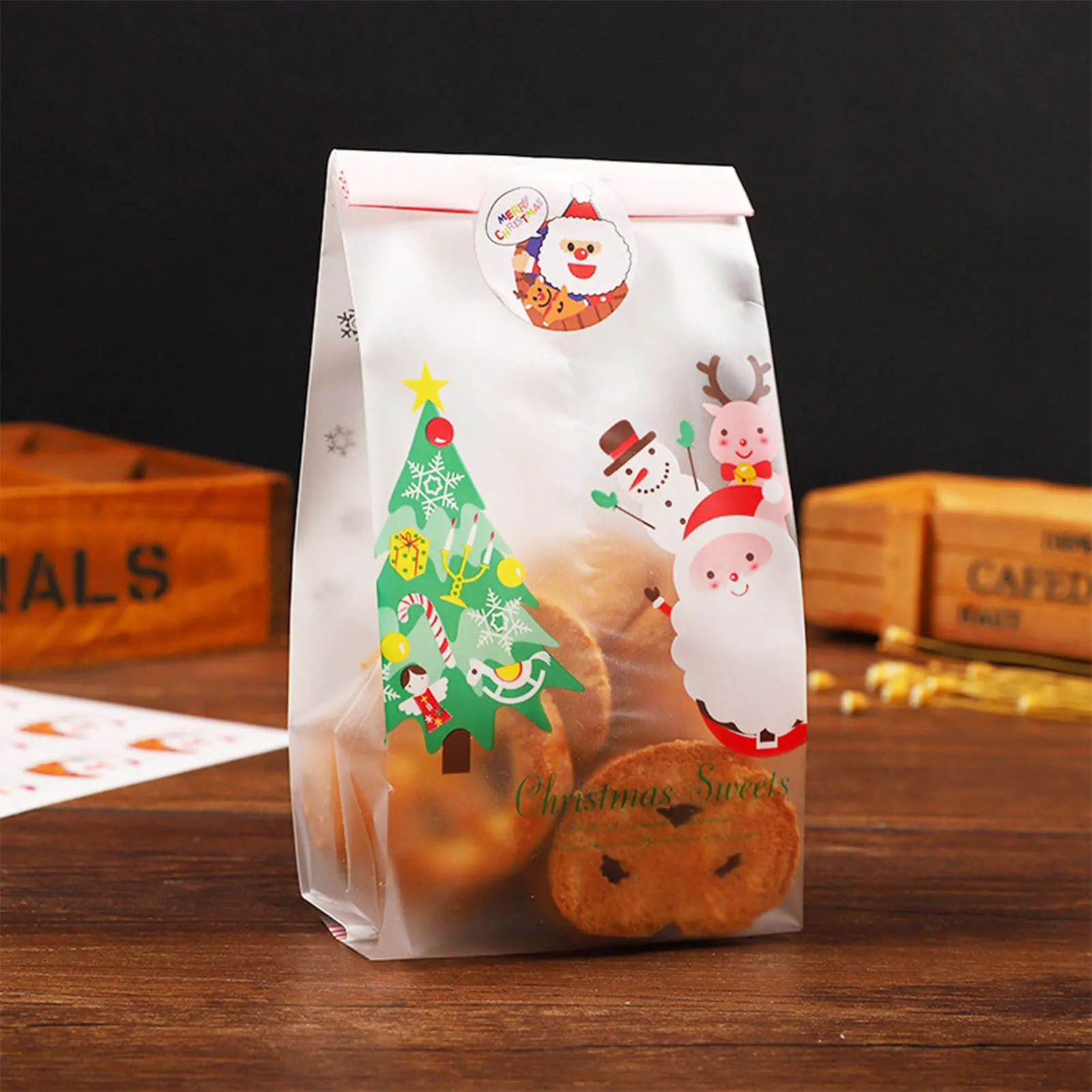 Christmas Cookie Bags for Packaging Holiday Patterns Cookie Bag for Gift Packaging Storage