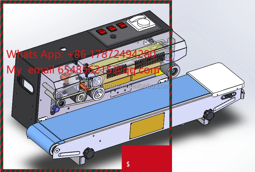 Series Continous Band Sealer Without Ink Roller CE Certificate Horizontal/ Vertical Double-use Film Bag Sealing Machine