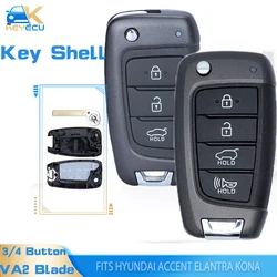 Carcasa para mando a distancia de coche, carcasa de 3 o 4 botones para Hyundai Accent Elantra Kona Santa Fe Tucson Veloster 2018, 2019, 2020, 2021, 2022