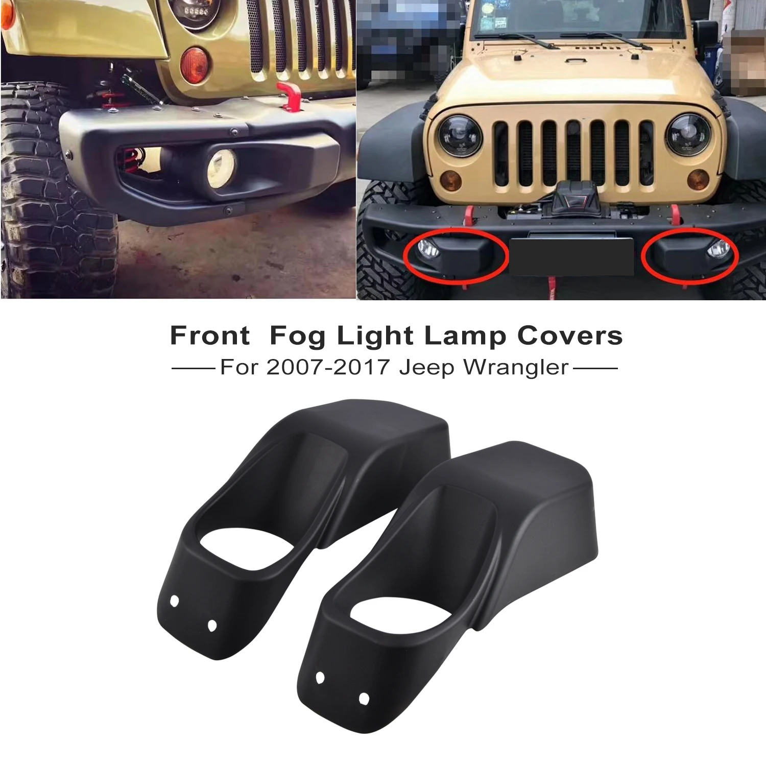 Front Plastic Fog Light Lamp Covers for 2007-2017 Jeep Wrangler JK 10th anniversary Bumper decoration frame