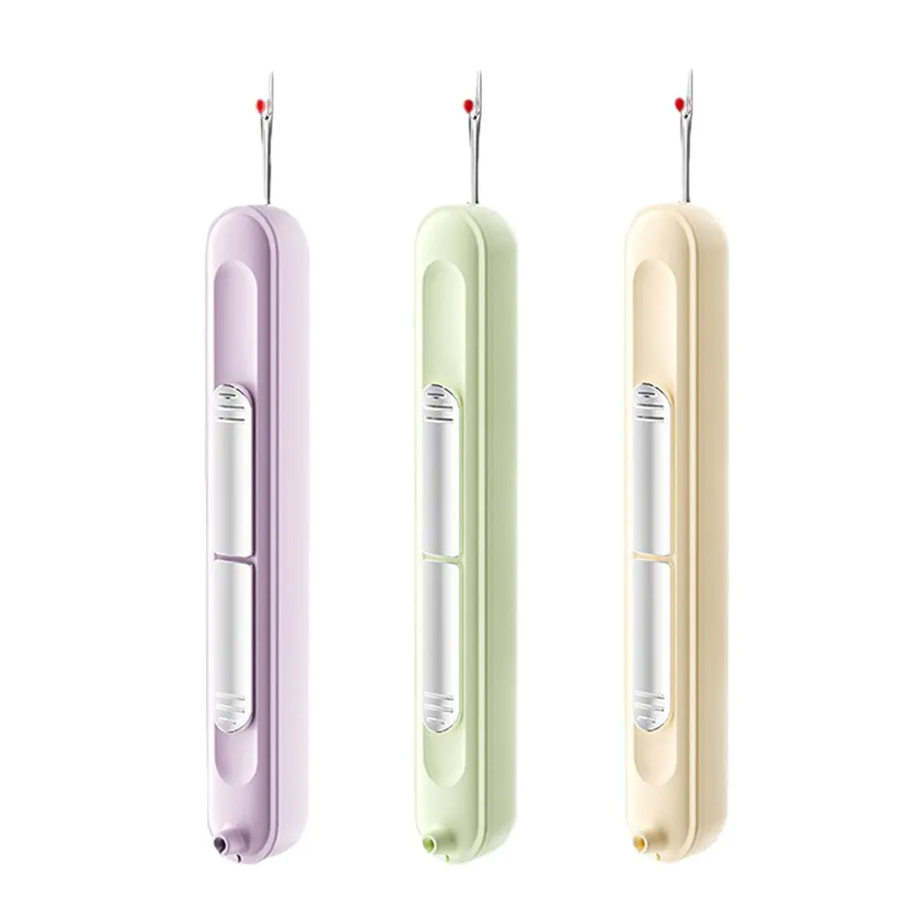3Pcs ABS Stainless Steel Needle Threader Seam Ripper Combo Compact Threading Tool for Beginners Advanced Sewers Embroidery