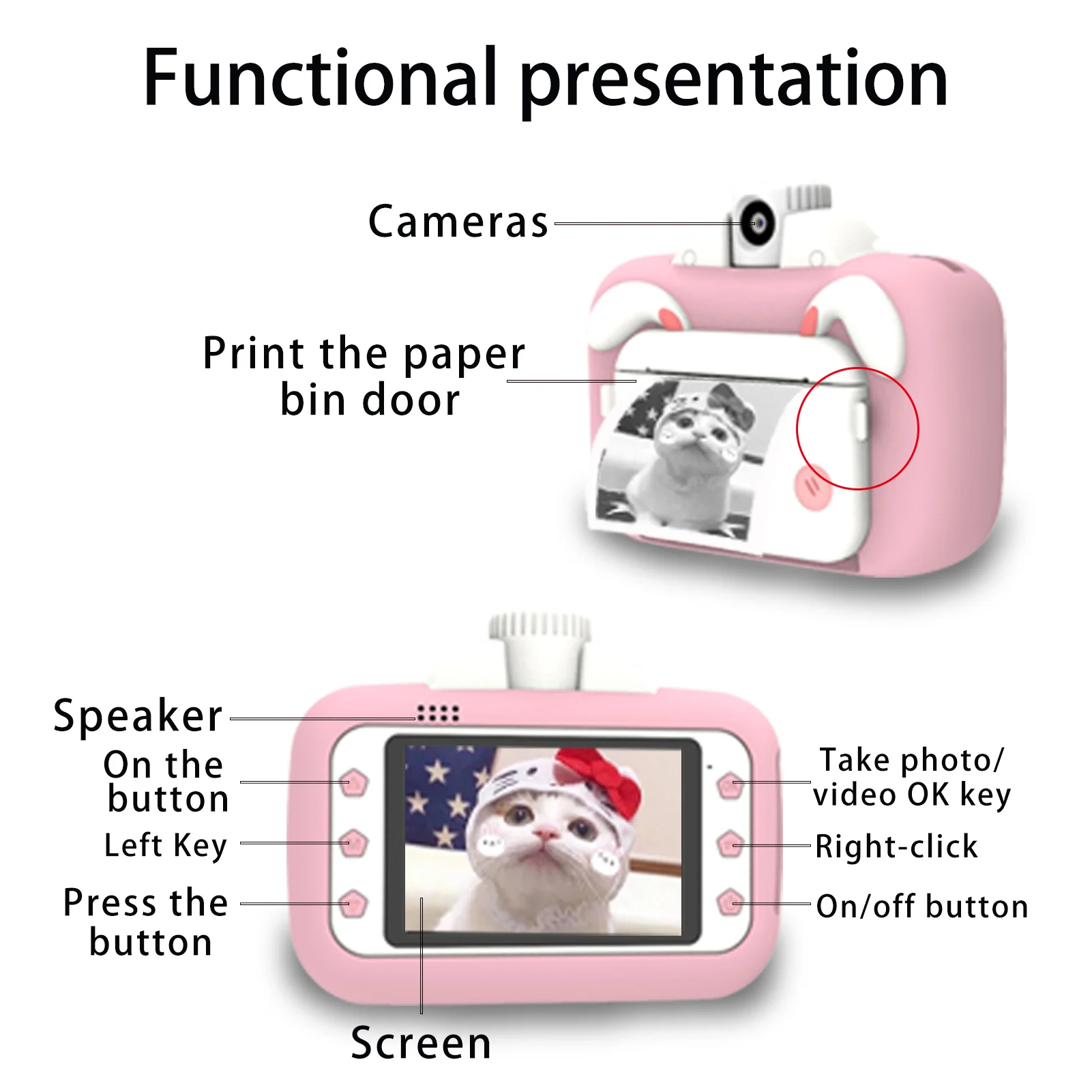 【ใหม่】กล้องเด็ก F-11 หน้าจอ IPS 3.5 นิ้ว พร้อม WIFI ความจุ 32GB 180 ° เลนส์หมุนได้ 4K ถ่ายภาพเซลฟี่ วิดีโอ 1080P โฟกัสอัตโนมัติ & กระดาษพิมพ์ 3 ม้วน