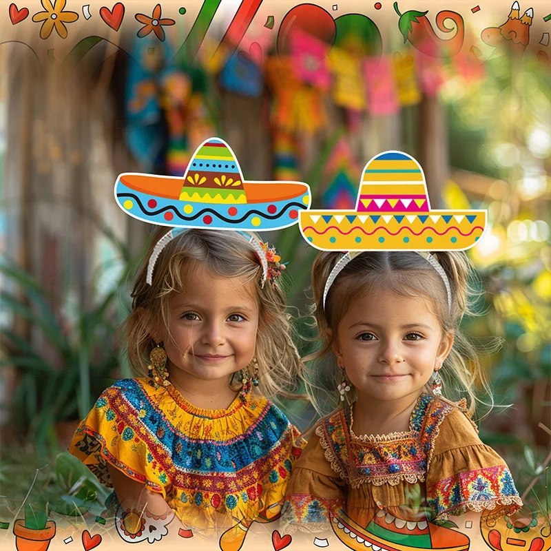 6 stks/zak Party Thema Papieren Hoofdband Hoed Dress Up Fotografie Props Kinderfeest Feestdecoratie Papieren Hoofdbanden Kids Gift