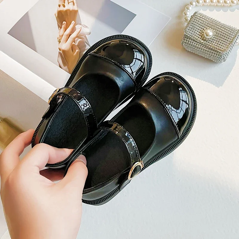 Children Mary Janes Elegant Four Seasons Soft Girl\'s Leather Shoes Black White Classic Shallow 23-37 Toddler Kids Princess Shoes