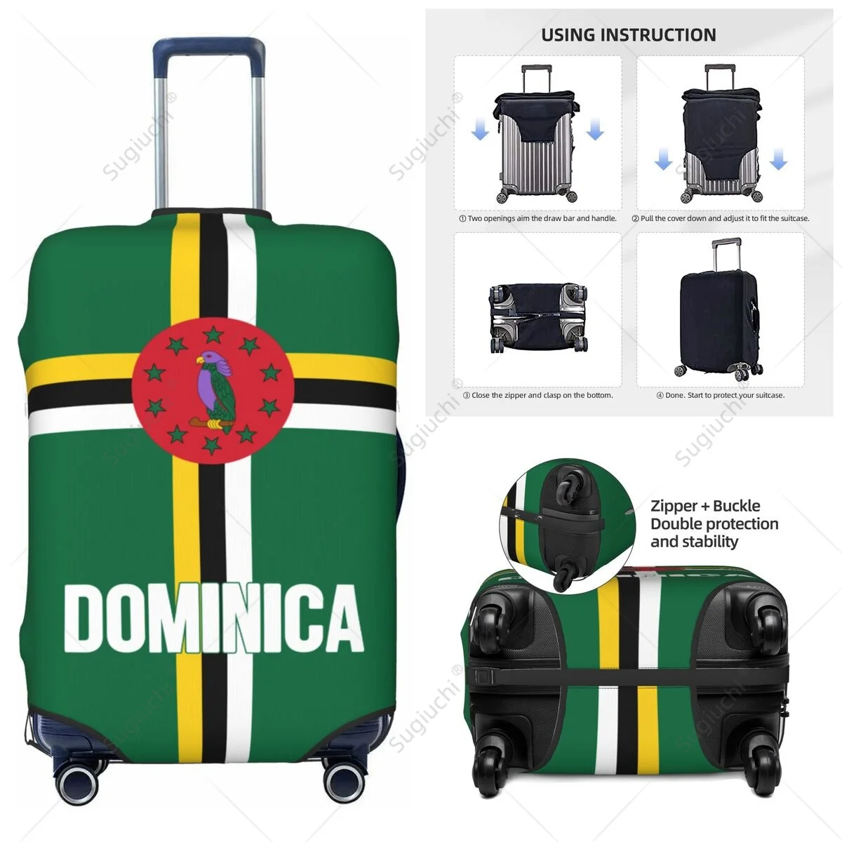 

Dominica Flag Luggage Cover Suitcase Elastic Dust Case Travel Accessories Printed Baggage Case Protective