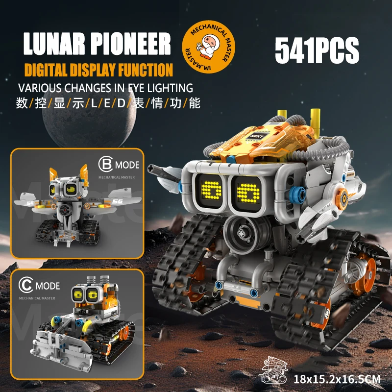 Robot integrado de exploración Lunar Pioneer 3 en 1, programación de Control remoto, montaje eléctrico, modelo de bloques de construcción, 541 Uds.