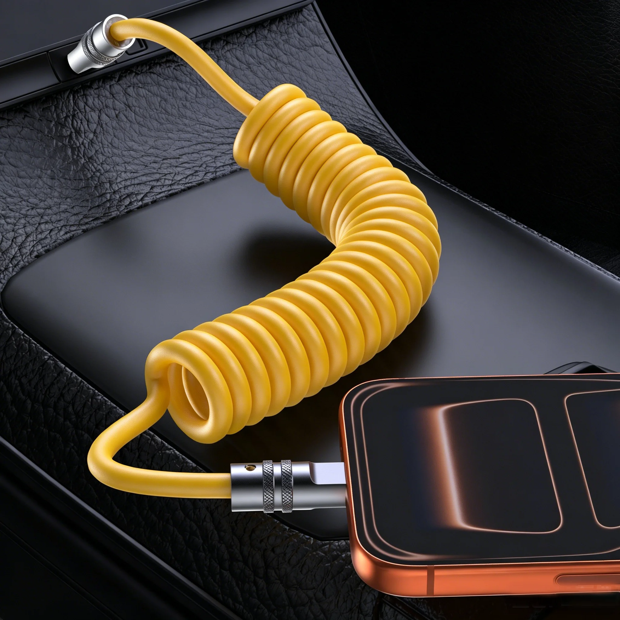 PD 100W Retractable USB C To Type C Fast Charging Cable 1.5M Type C Car Spring Charge Cable for iphone 15 16 17 Samsung Huawei