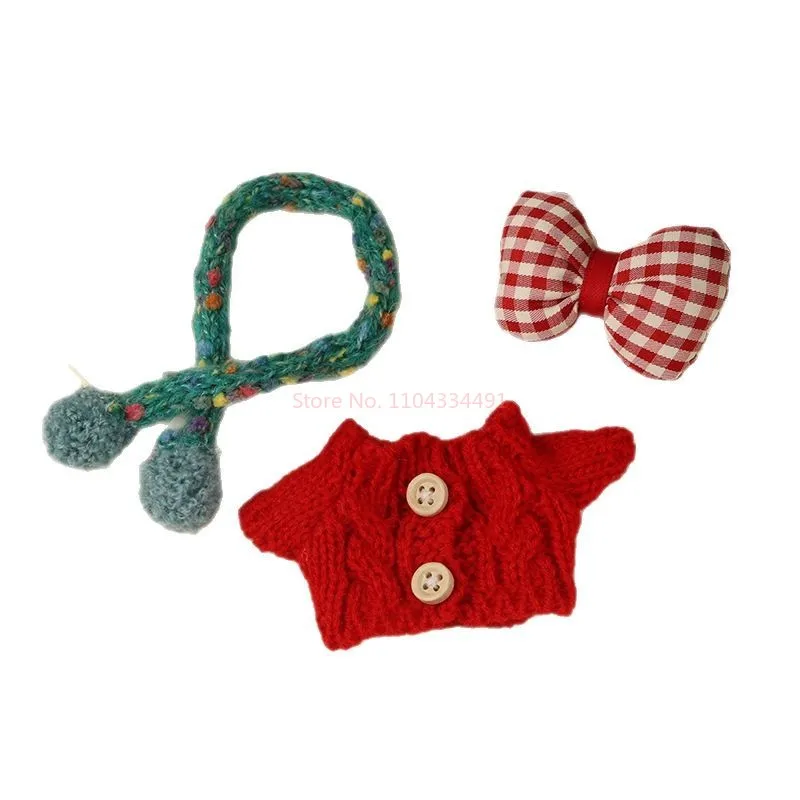 Accessoires pour vêtements Labubu 17cm, porte-clés de fête assis I Ii, collection d'hiver, foulards à pois colorés, cadeaux de remplacement pour enfants