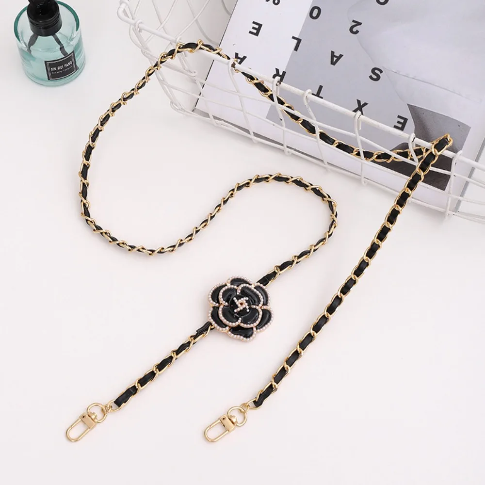 

Anti-lost Crossbody Phone Chain Camellia Leather Phone Case Hanging Luxury Metal Phone Neck Straps Phone Accessories