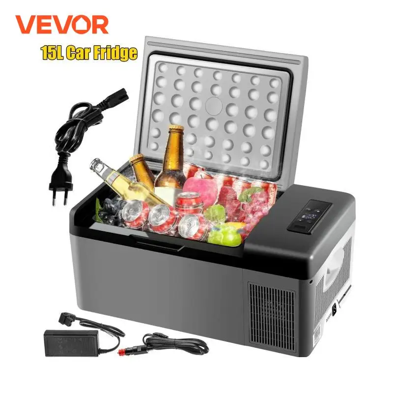 VEVOR Glacière Congélateur Voiture Portable 15 L Mini Réfrigérateur Électrique 45 W Mini Frigo