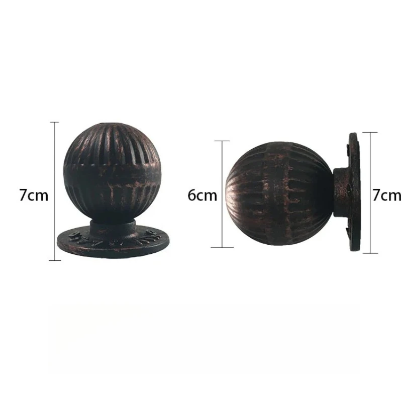 Brass Round Ball Vintage Iron Wooden Door Knob Pull Handle Entry Gate E Garden Face Mount Antique Red Copper Matte Black