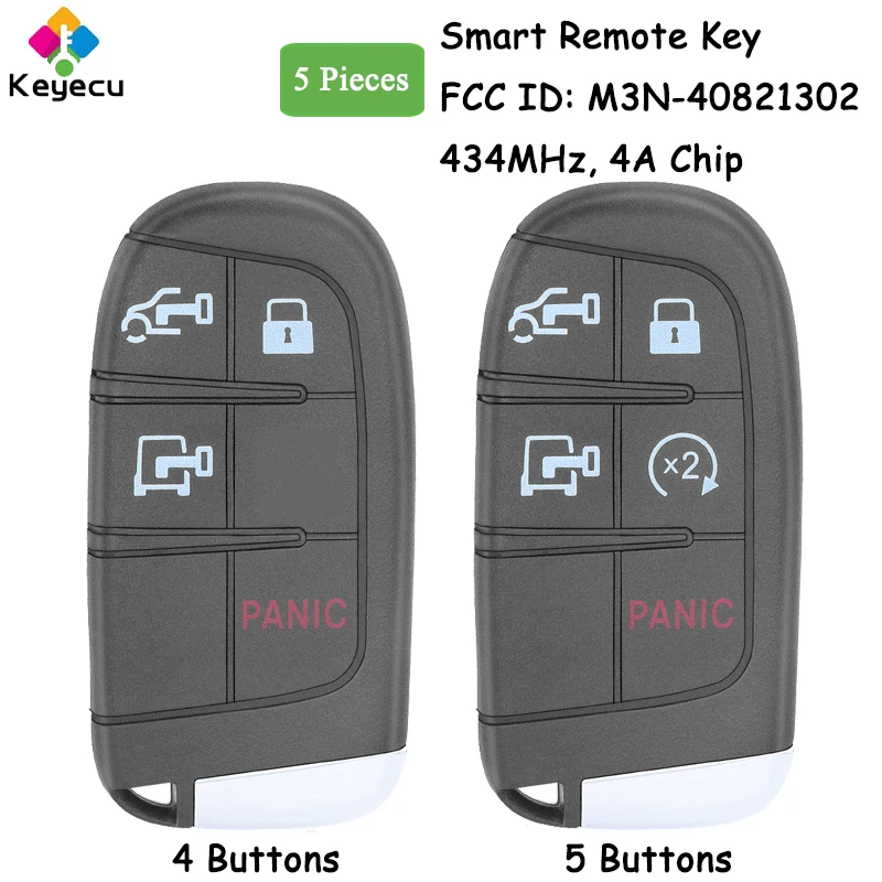 

KEYECU 5 Pieces Smart Remote Car Key With 4 5 Buttons 434MHz 4A Chip for RAM ProMaster 1500 2500 3500 2022-2024 Fob M3N-40821302