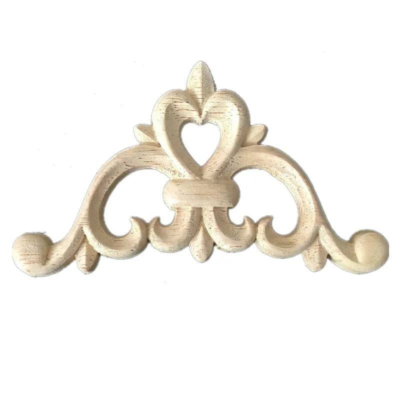 

6-20cm Carved Unpainted European Exquisite Floral Leaves Rubber Furniture Window Corner Wood Applique Onlay Wood Figurines