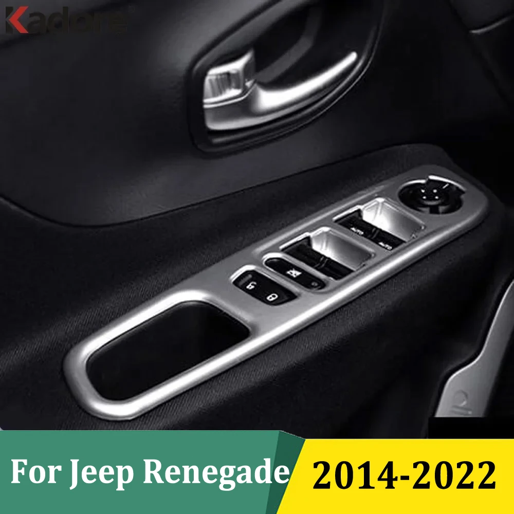 

Для Jeep Renegade 2014-2017 2018 2019 2020 2021 2022, матовый переключатель окна, крышка подлокотника, рамка, внутренняя дверь, подлокотник, панель, отделка