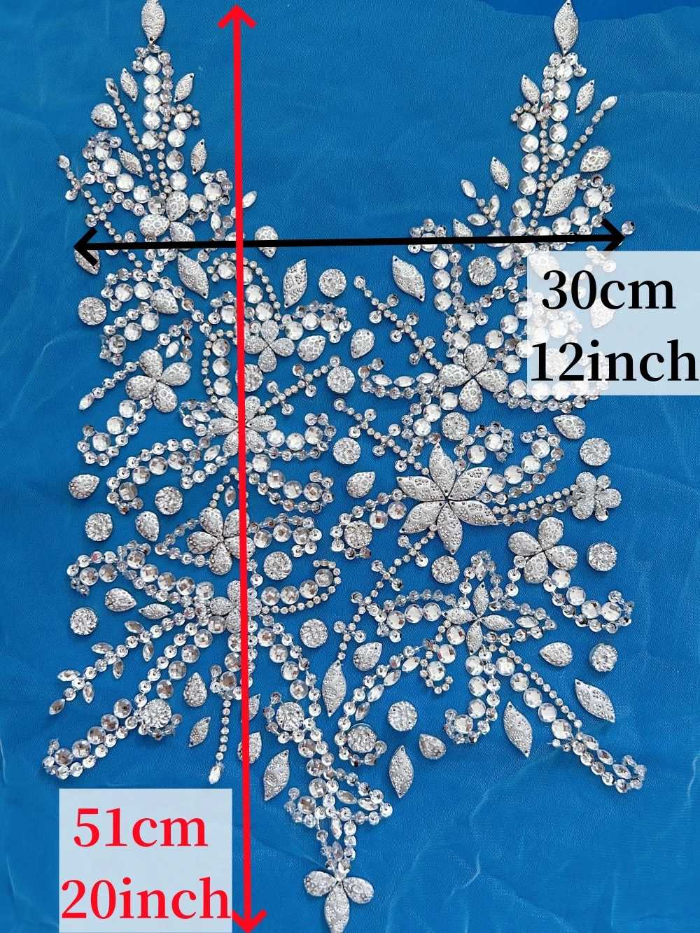 Hand Made Big Appliques Sewing Patches Rhinestone Crystals Stones Decorative Designer Diy For Wedding Costume Dress Gown Clothes