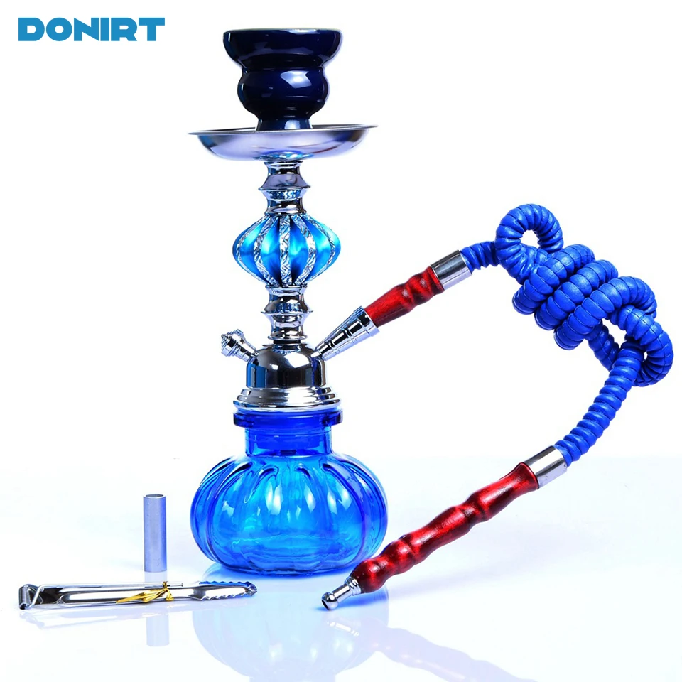 Glass Hookah Set with Ceramic Shisha Bowl Imitation Leather Hose Metal Charcoal Tongs Accessories Chicha Narguile Sheesha Set