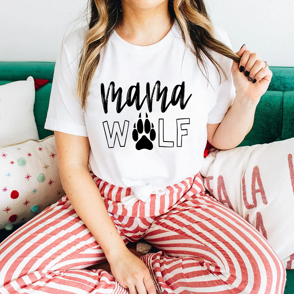 

MaMa Paw Print New Arrival Mother's Day Shirt 100%Cotton Women Tshirt Funny Summer Casual Short Sleeve Top Tee Gift for Mom