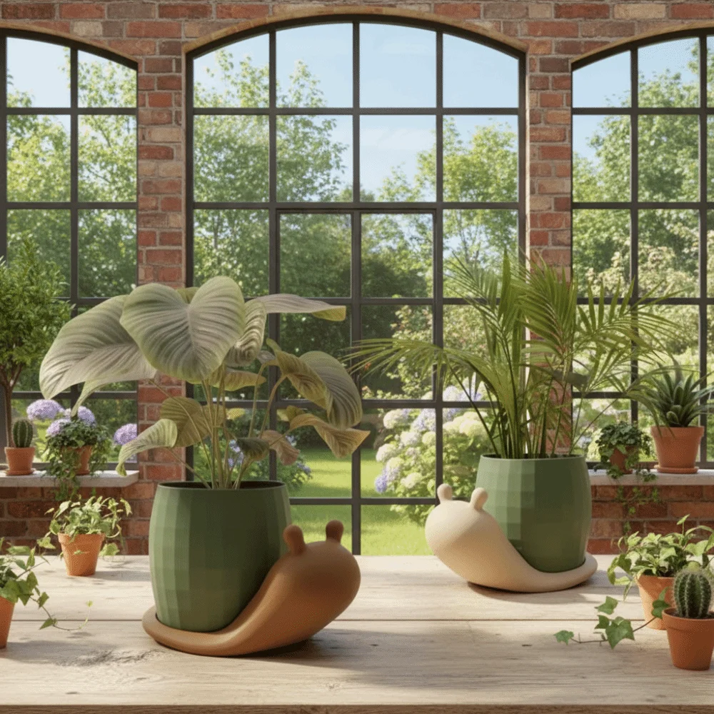 Creative Unique Snail-shaped Flower Pot Corrosion Resistant Plastic 3D Printed Plant Pot Cute Growing Pots Kitchen Use