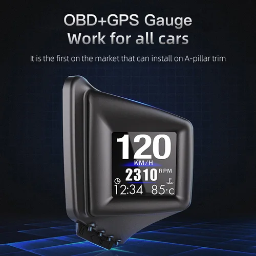 Imagen 2 del producto Nuevo A401 HUD OBD2 + GPS ordenador de bordo pantalla frontal tacómetro de coche Turbo presión de aceite RPM velocímetro de temperatura del agua