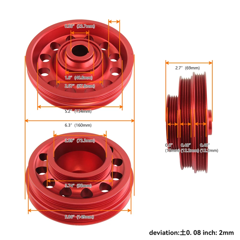 Racing Light Weight Aluminum Crankshaft Pulley for Honda Civic SOHC D15 D16 1992-1995 Del Sol 1993-1995