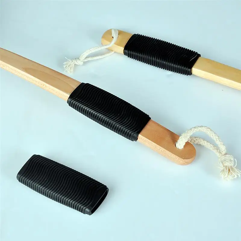 Soft Mesh Long Wooden Handle Back Brush Exfoliating Sponge Scrubber Hanging Loofah Cleaner Body Bath Shower Bathroom Supplies