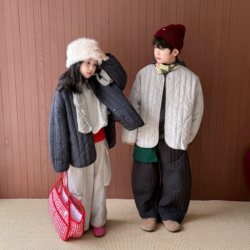 

Autumn Winter Kids Boys Parkas Cotton-padded Thicken Warm Infant Babys Boys Outerwear Casual Round Collar Children Girls Jackets